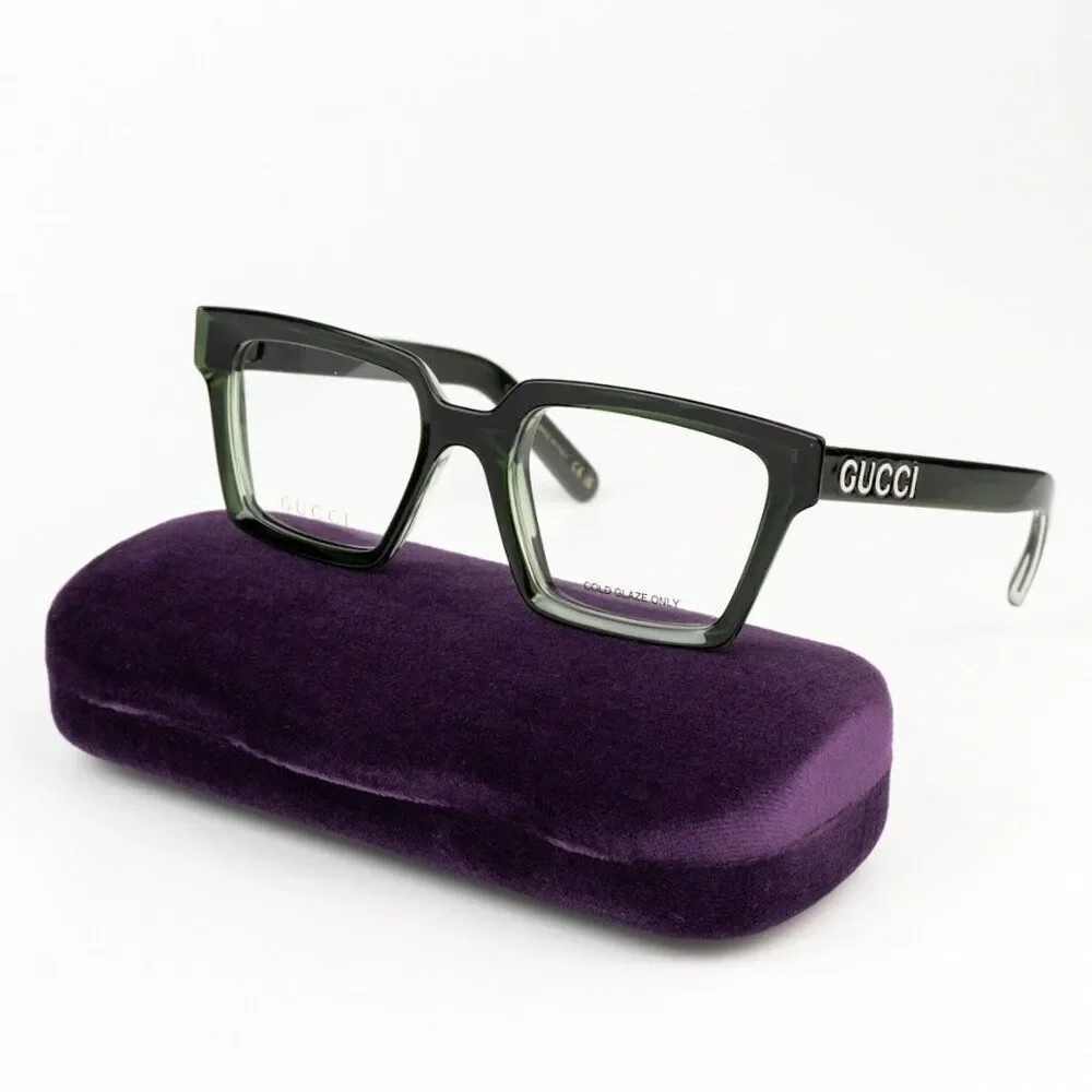 NEW Gucci GG1725O 004 Transparent Dark Green Unisex Square Eyeglasses GG 1725O